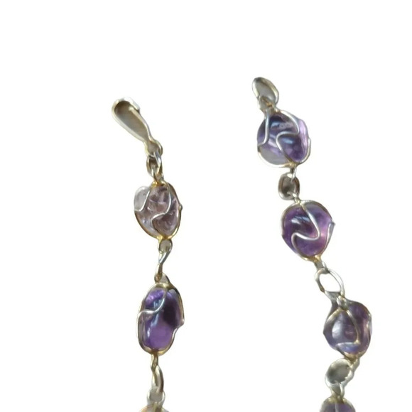 Purple Amethyst Bracelet/Earring  Set Wire Wrapped - Picture 4 of 7